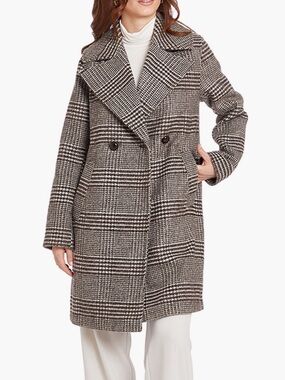 Frye Plaid Water Resistant Double Breasted Coat Size Medium